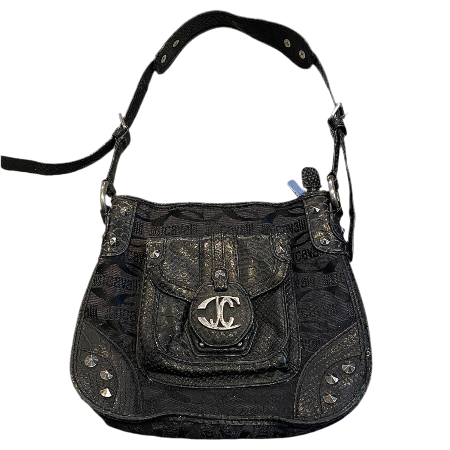 Vintage Just Cavalli Black Studded Shoulder Bag