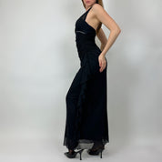 Vintage Noir Mesh Overlay Flutter Gown (XS/S)