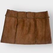 2000s UGG Brown Suede and Shearling Mini Skirt, Mid-Rise (M)