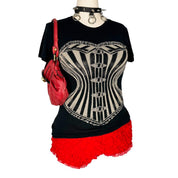 Y2K Corset Graphic Baby Tee (XL)