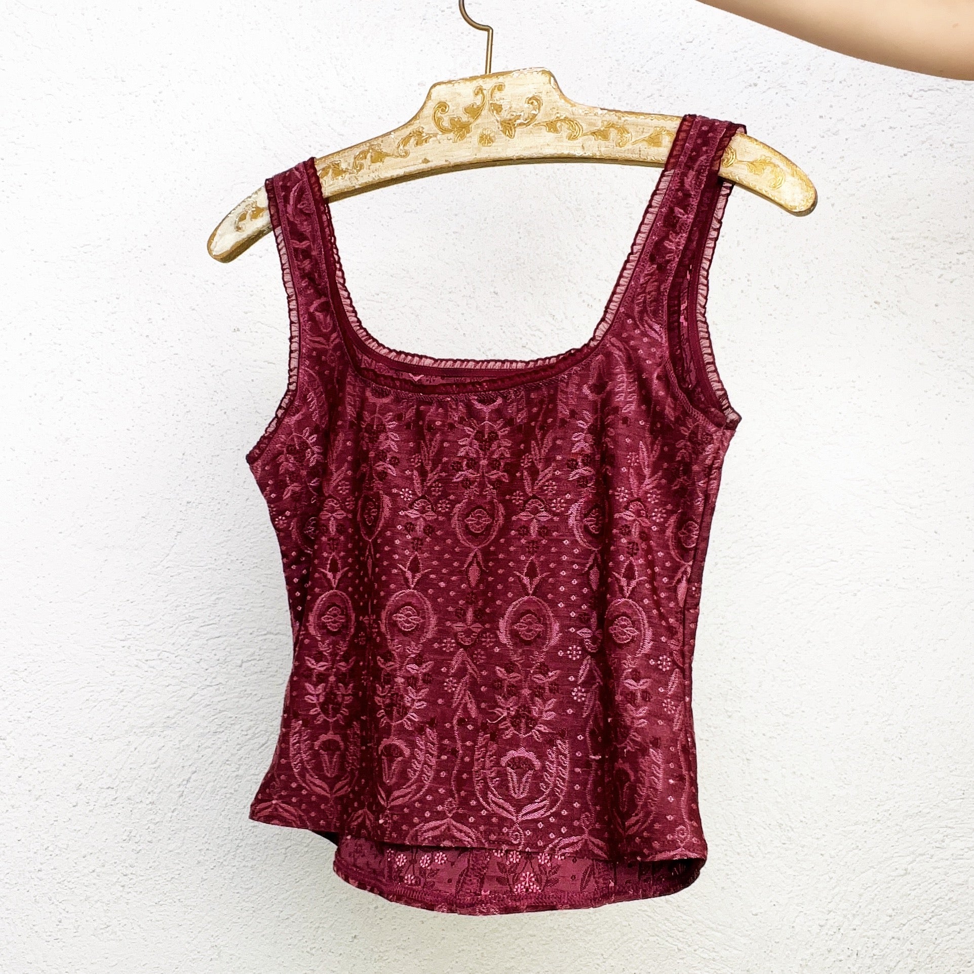 90s Merlot Brocade Tank - S/M