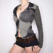 Y2K Italian Gray Wool Patchwork Blazer (S/M)