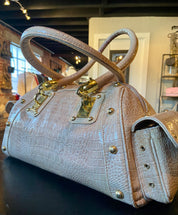 Calla Tan Croc Patent Shoulder handbag