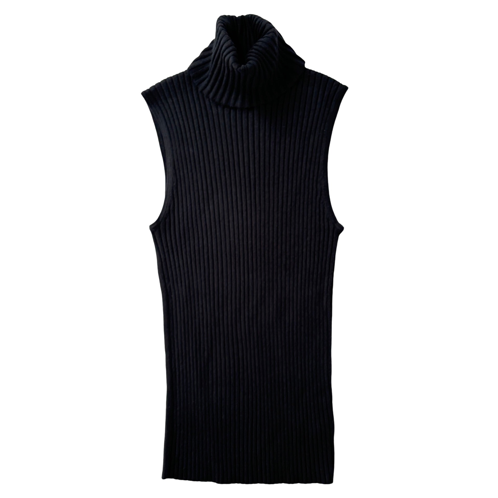 2000s Noir Ribbed Sleeveless Turtleneck (XS/S)