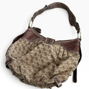 VTG GUESS Brown Tan Monogram Shoulder Bag Studded Faux Croc