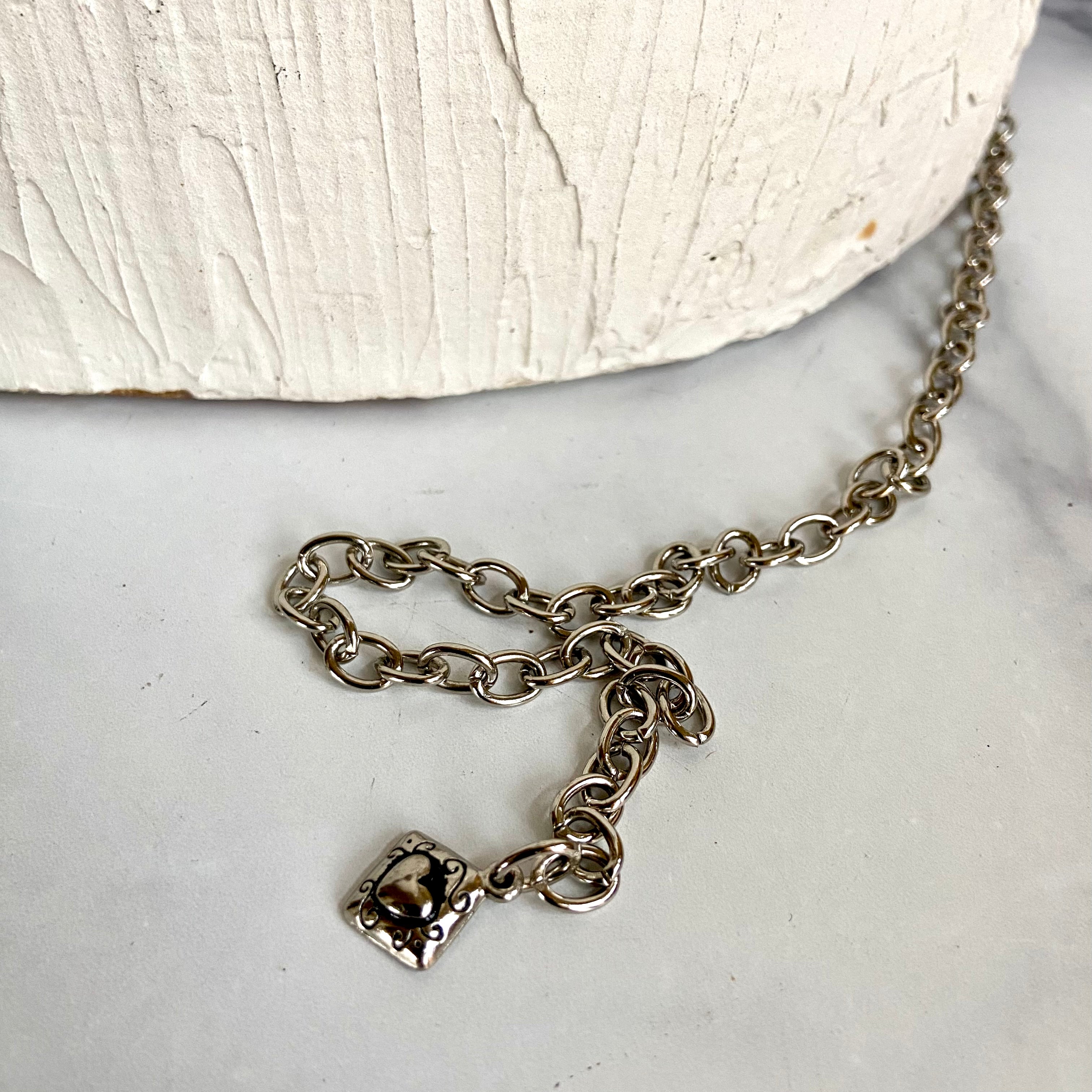 Silver heart chain belt