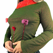 Vintage French Designer Fur Trim Top (M)