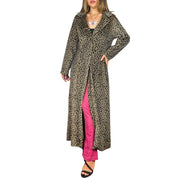 90s Fuzzy Leopard Duster Coat (L)