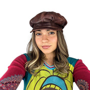 Vintage Genuine Leather Newsboy Cap