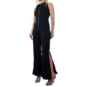Zip Front Flare Leg Jumpsuit (S)