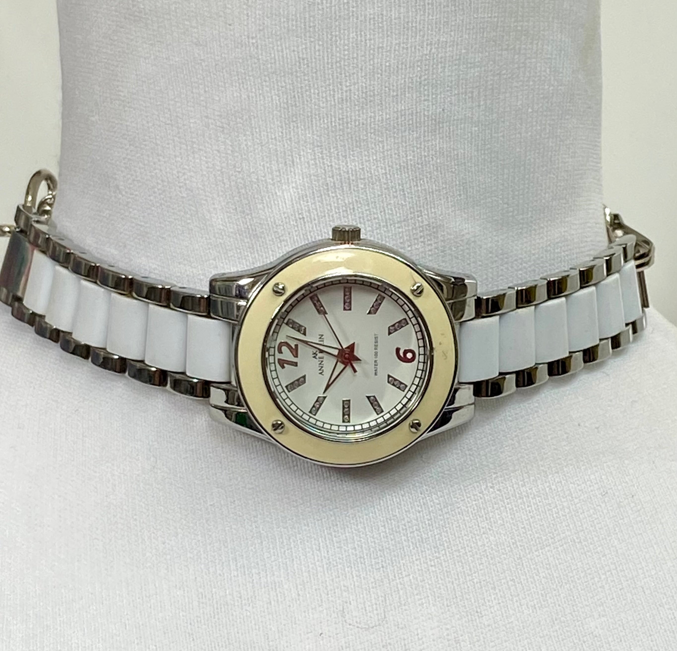 White & silver watch choker