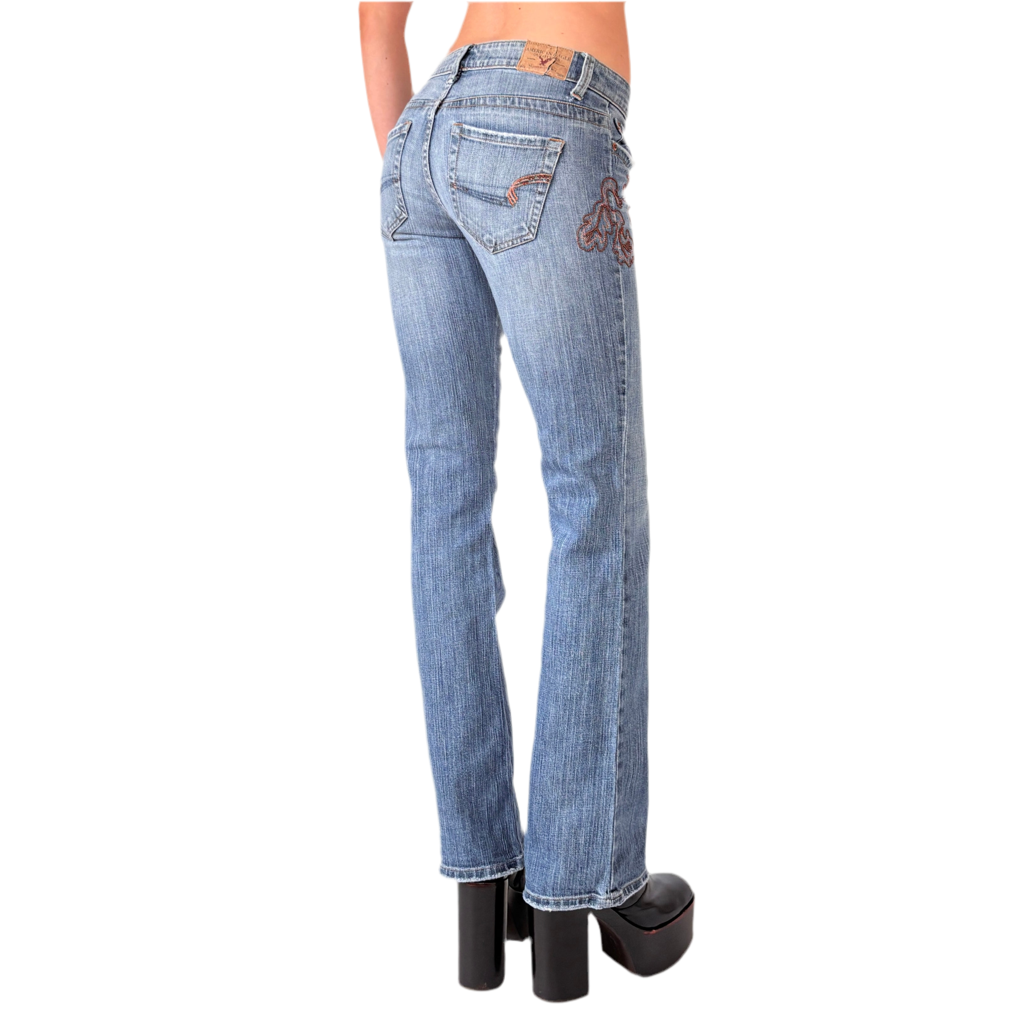 Y2K Embellished Low Rise Jeans (XS)