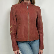 Vintage Dusty Red Leather Moto Jacket (M/L)