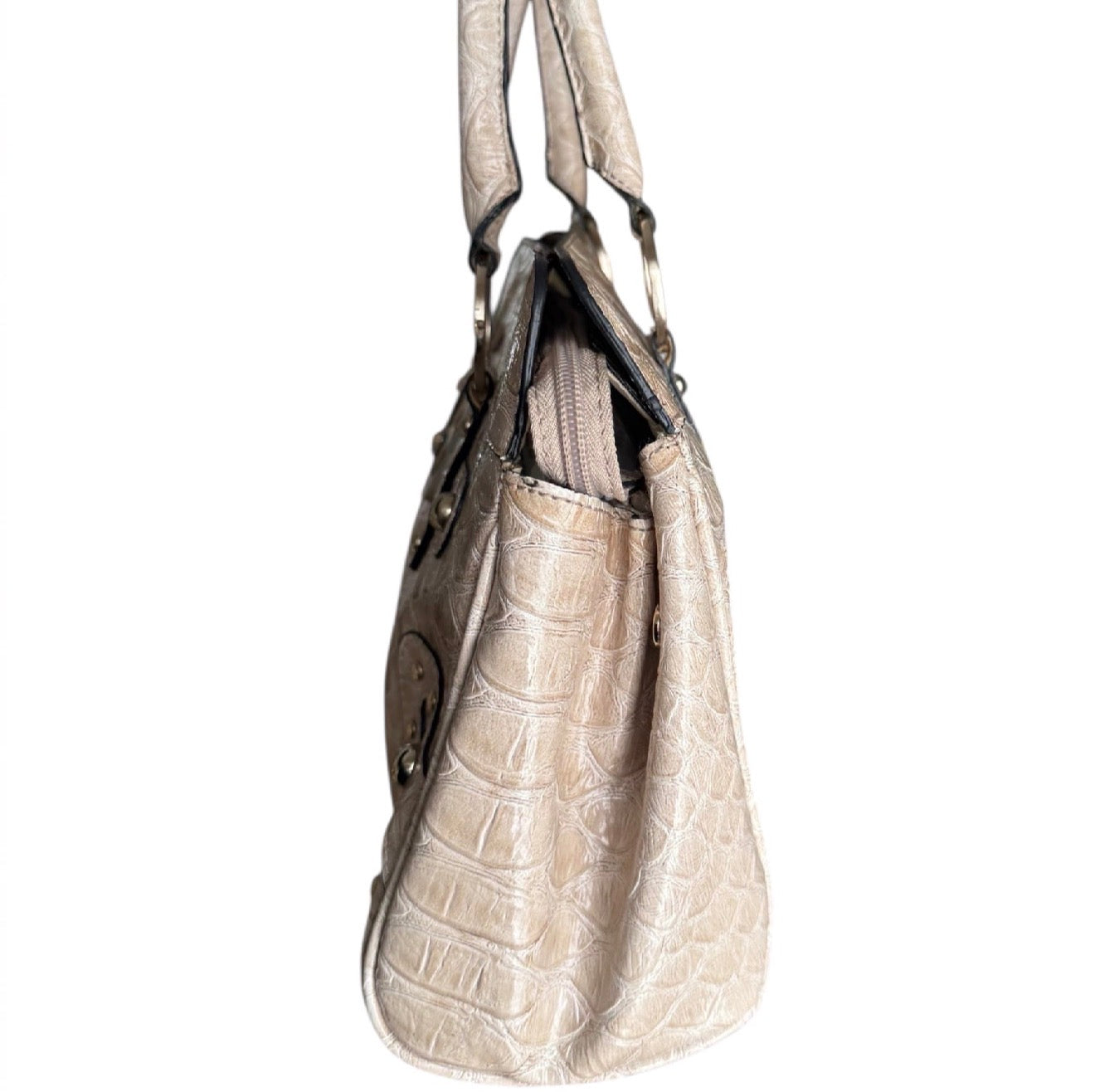 Guess Cream & Silver Crocodile Tote