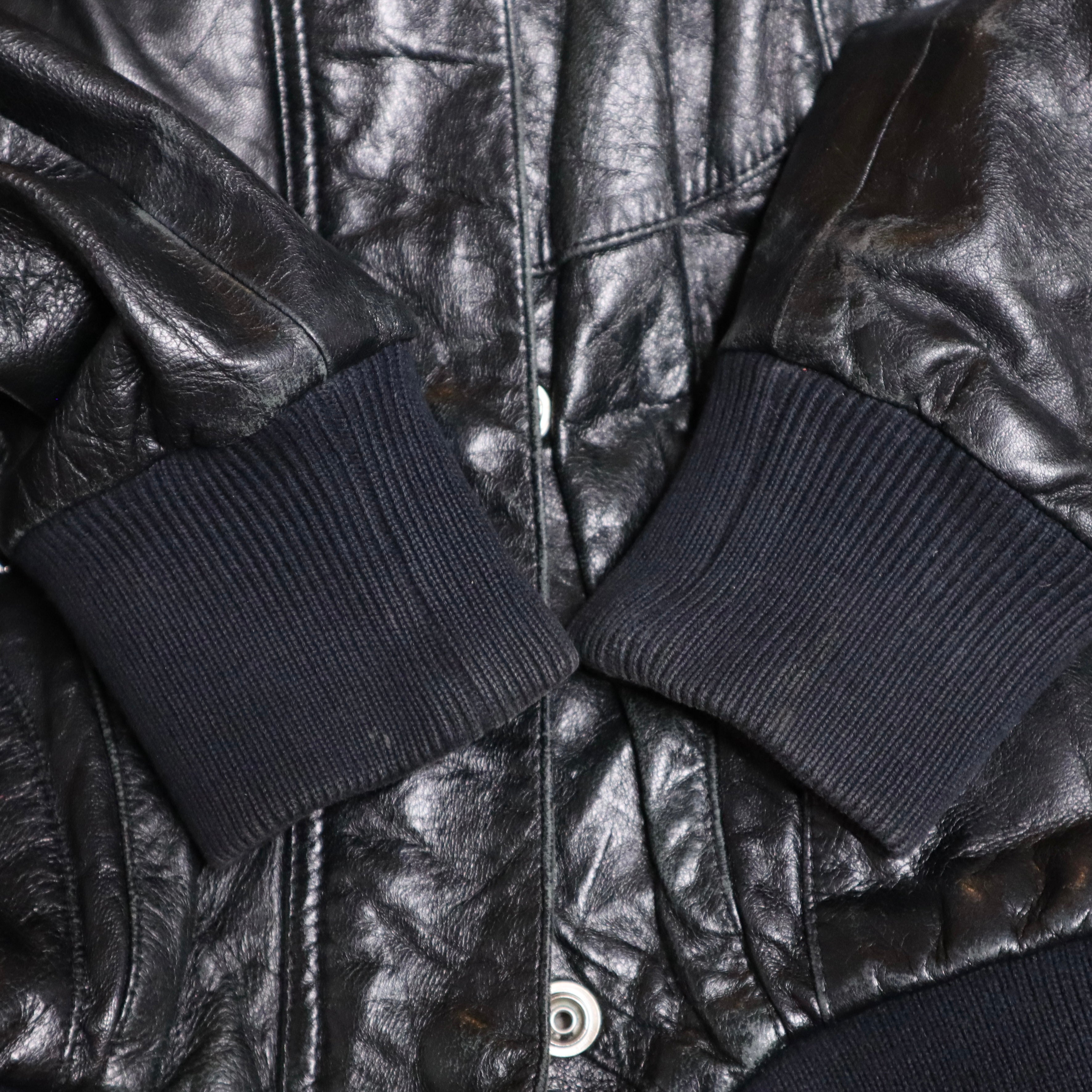 Y2K Black Leather Moto Jacket (S)