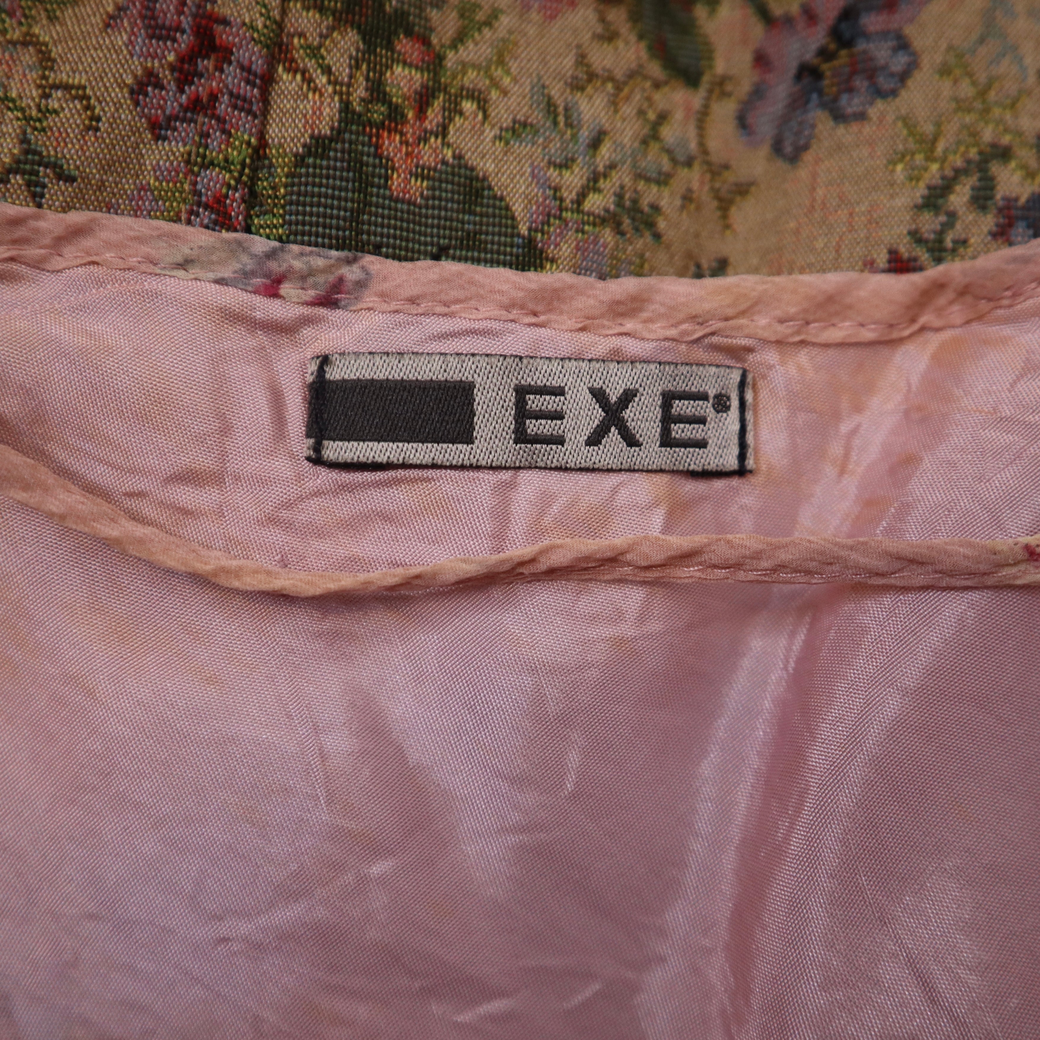 Y2K Pink Floral Silk Midi Dress (M)