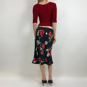 90s Moody Floral Midi Skirt (M)