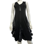 Vintage Parisian French Black Utility Midi Dress (S/M)