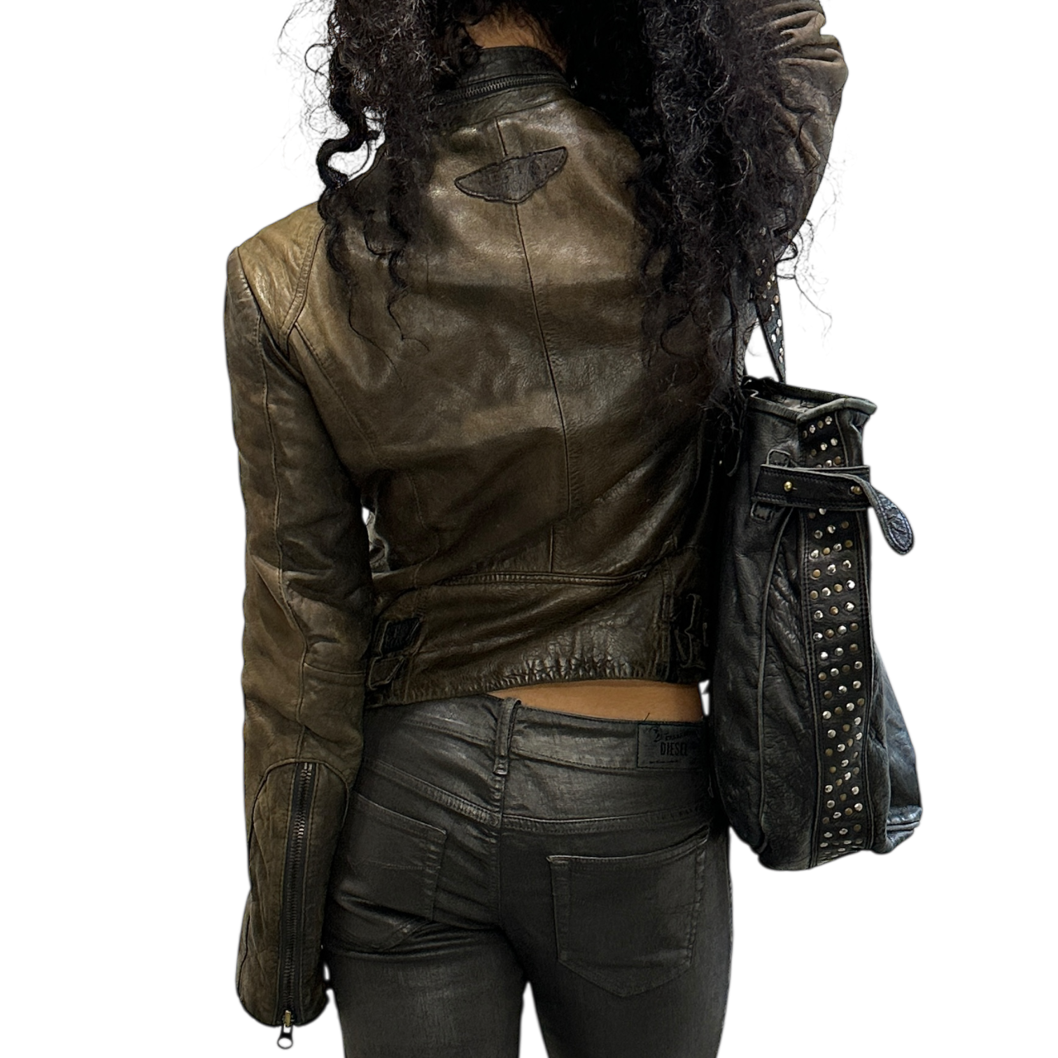 Vintage Italian Asymmetrical Zip Leather Jacket (M)