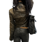 Vintage Italian Asymmetrical Zip Leather Jacket (M)