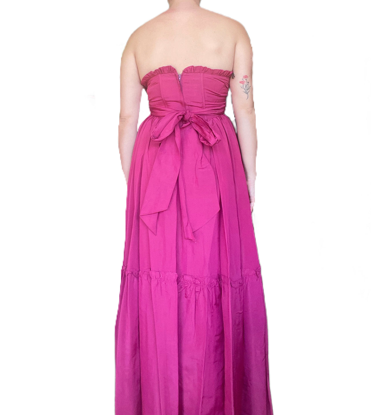 1970s Rare Gunne Sax Pink Taffeta Strapless Dress (XS/S)