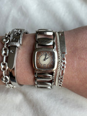 Y2K brown & silver square watch