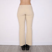 Y2K BEBE Cream Pinstripe Flare Pants (S)