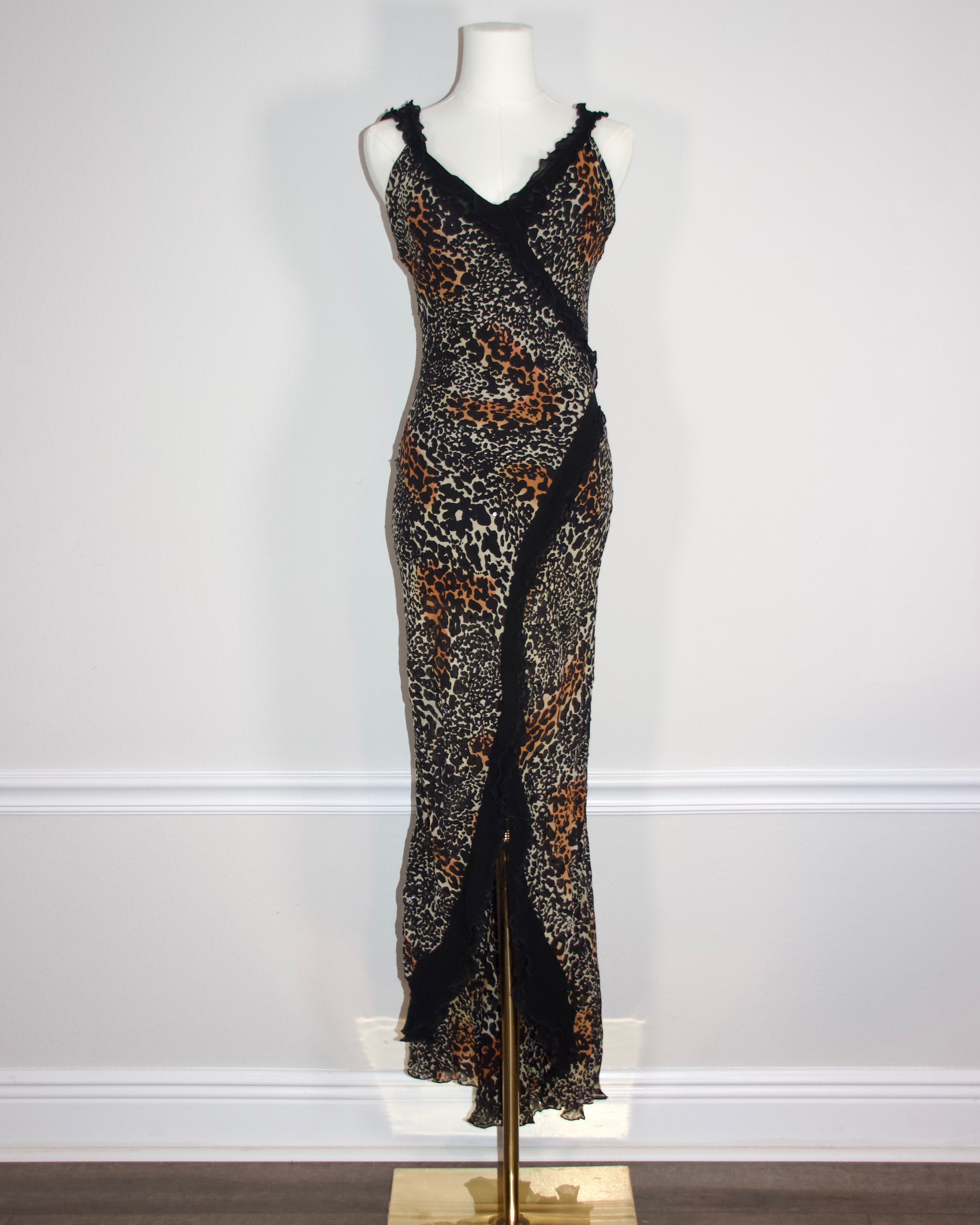 90s Caché Silk Leopard Dress (XS)