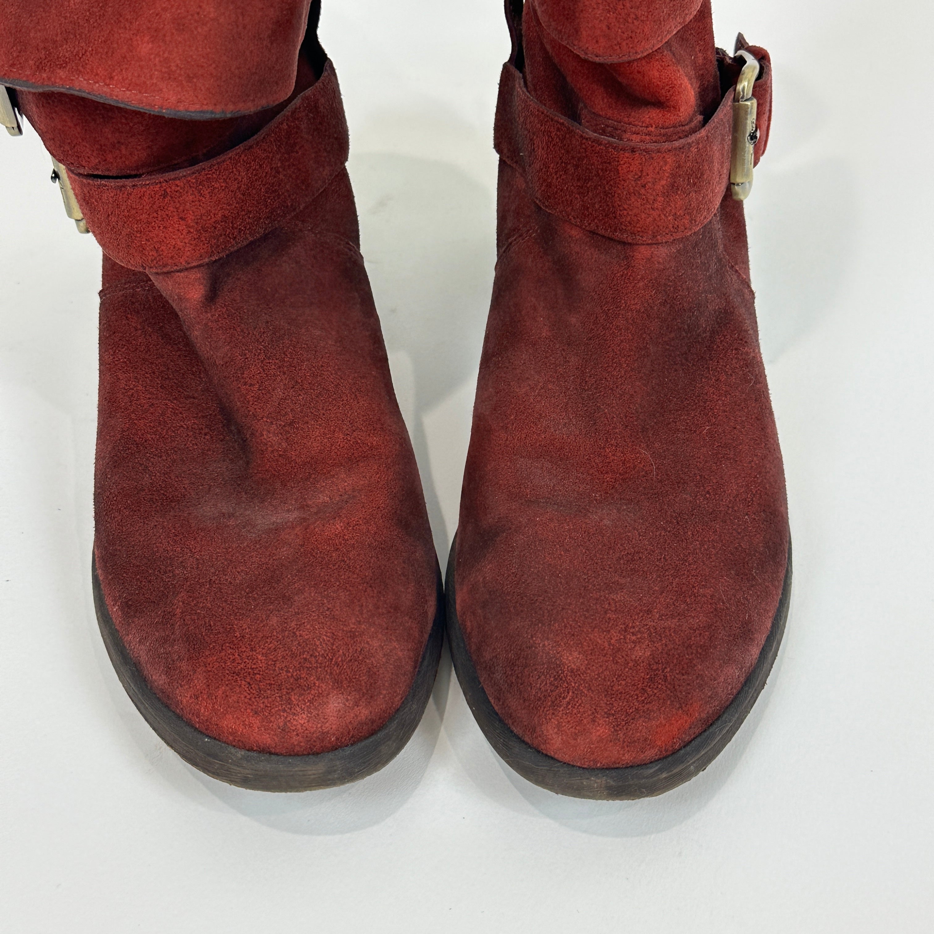 Vintage Red Leather Biker Boots (8)