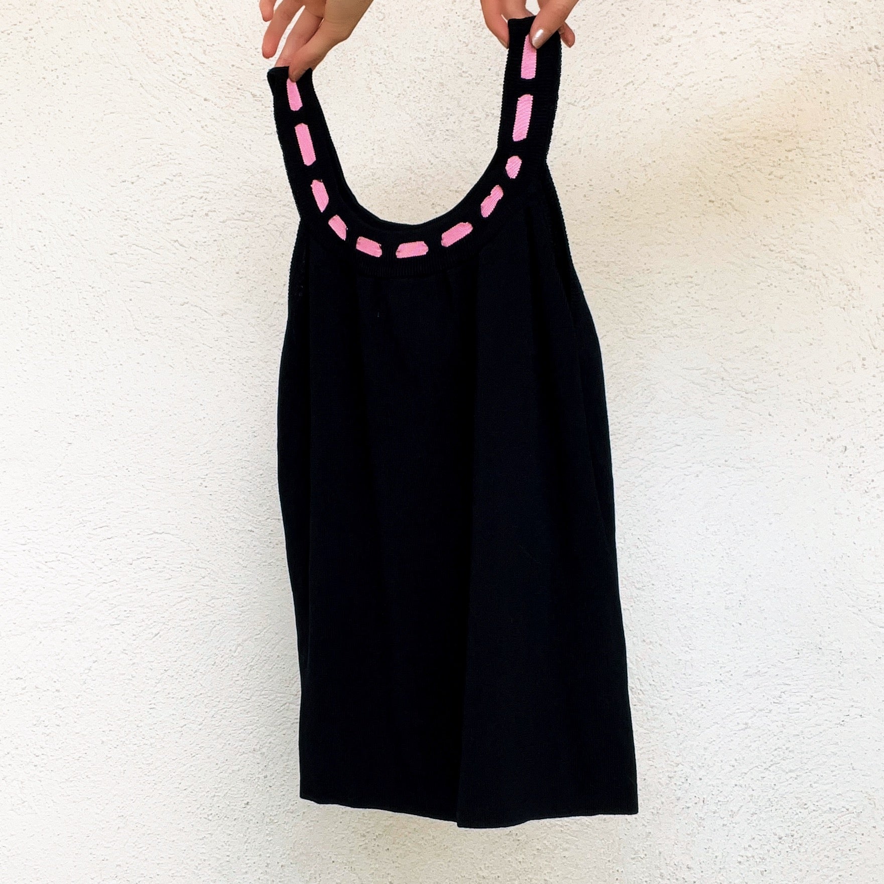 Vintage Pink & Black Knit Top