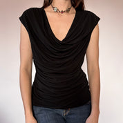 Y2K Noir Cowl Neck Top (M)