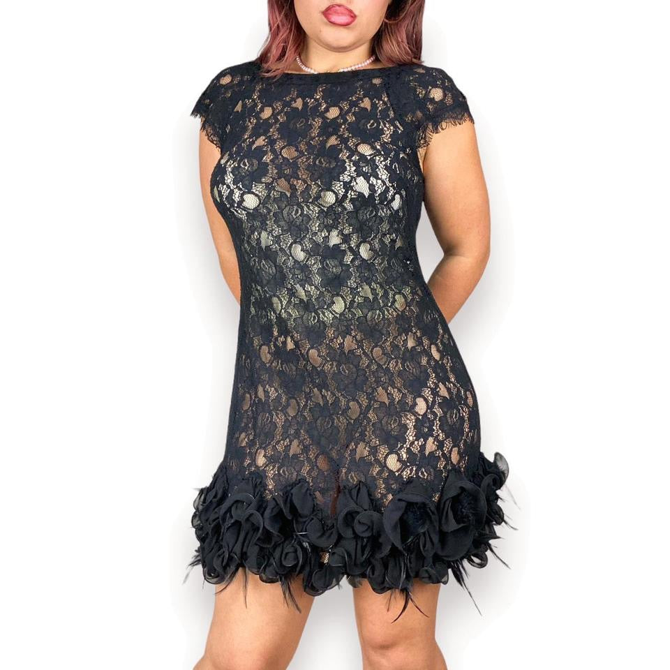 Noir Lace Babydoll Dress (M)