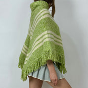 2000s Green & Cream Wool Poncho (M/L)