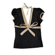 00s Polka Dot Puff Sleeve Blouse (S)