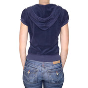 Y2K JUICY COUTURE Navy Short Sleeve Zip Up (L/XL)