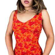 90s Citrus Floral Mesh Dress (M)