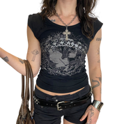 Y2K Grunge Slit Baby Tee (XS/S)