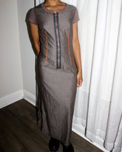 Vintage Cop Copine Pinstripe Zipper Dress (S)