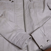 Y2K Italian White Leather Jacket (M)