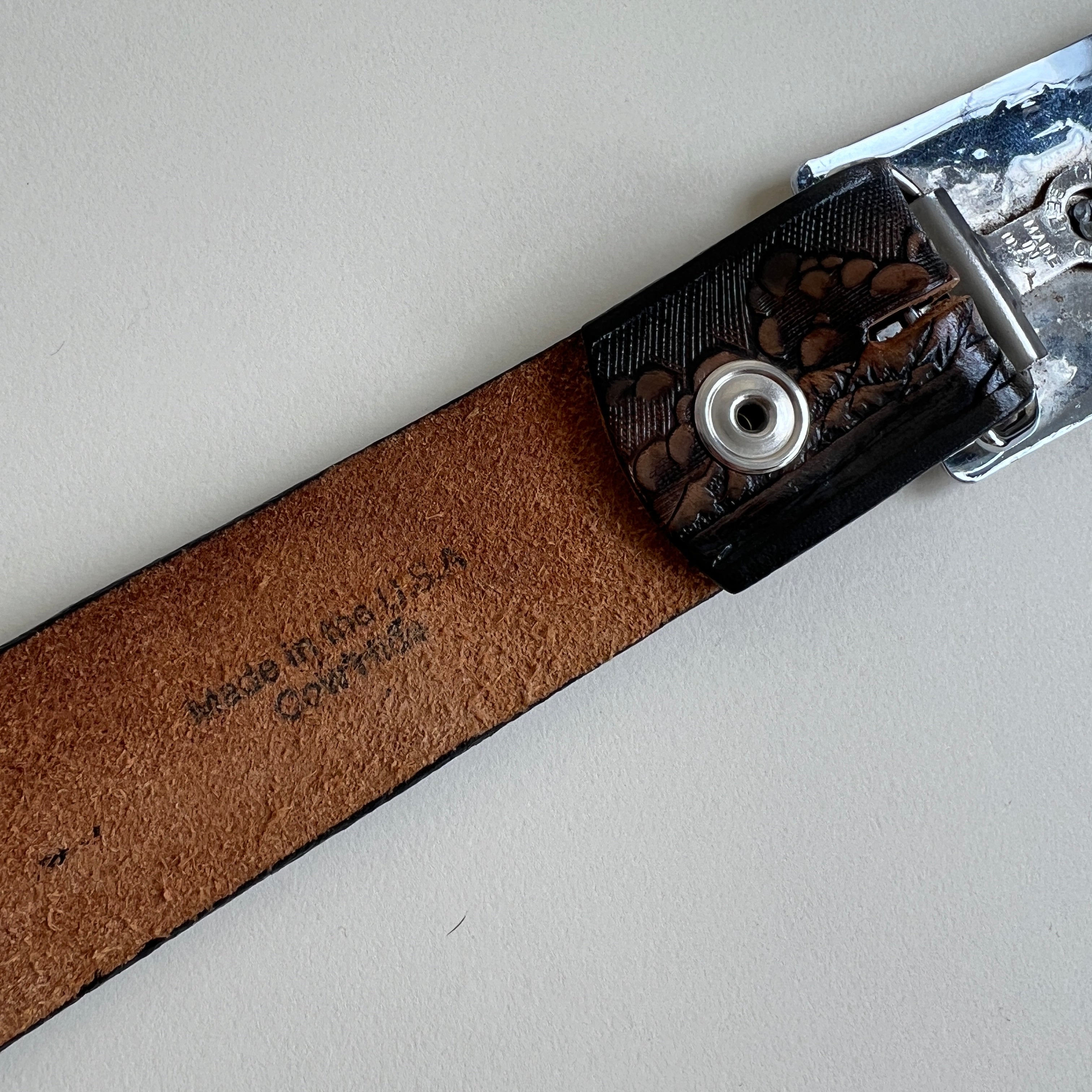 Vintage bull & eagle leather belt