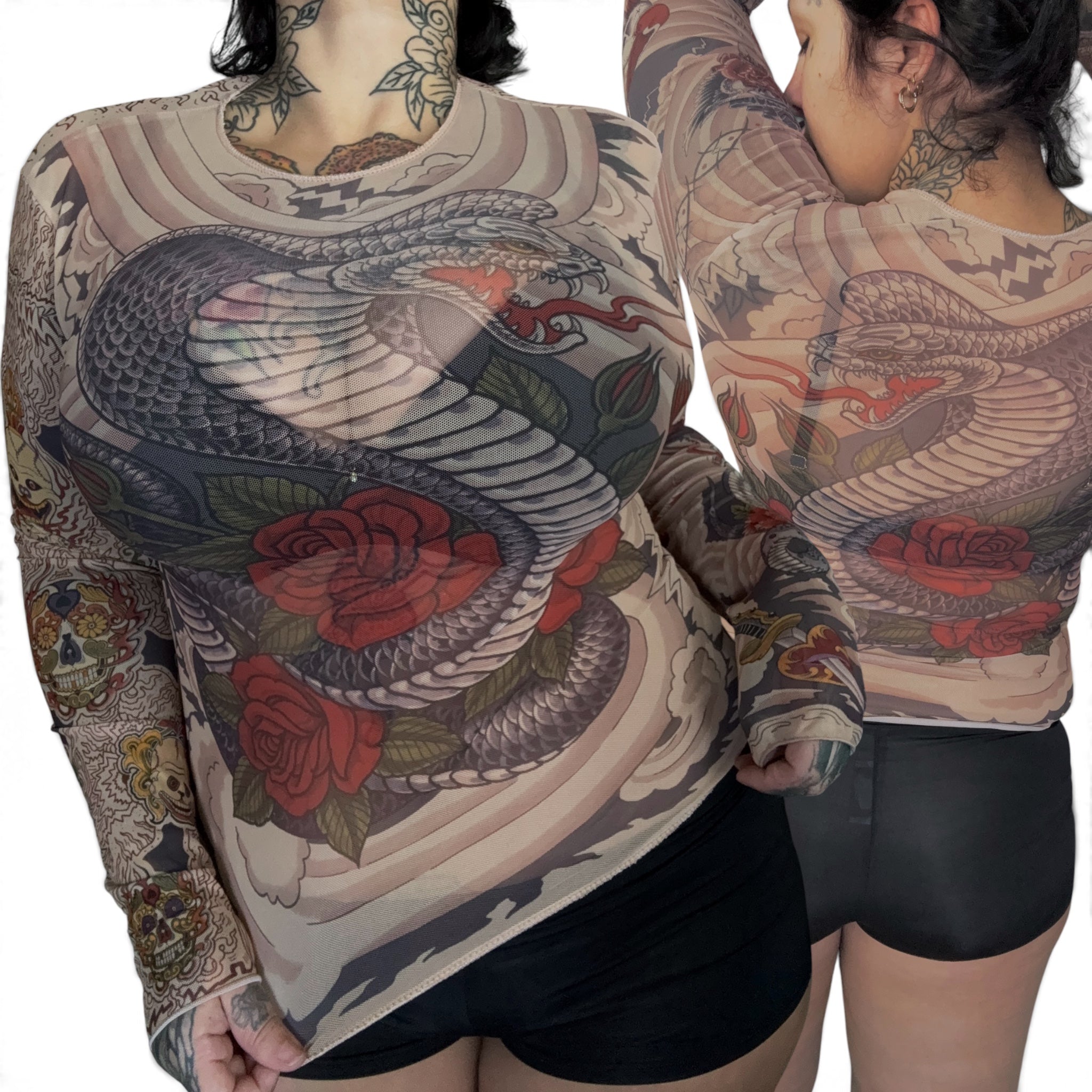 2009 Miami ink AOP mesh top (S/M)