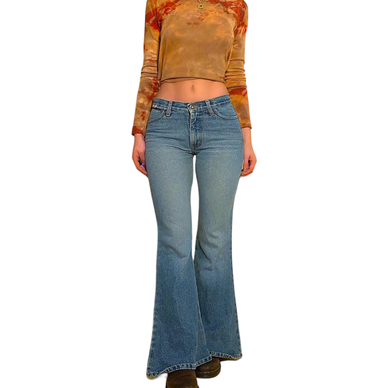 90’s light wash bell bottom jeans - small
