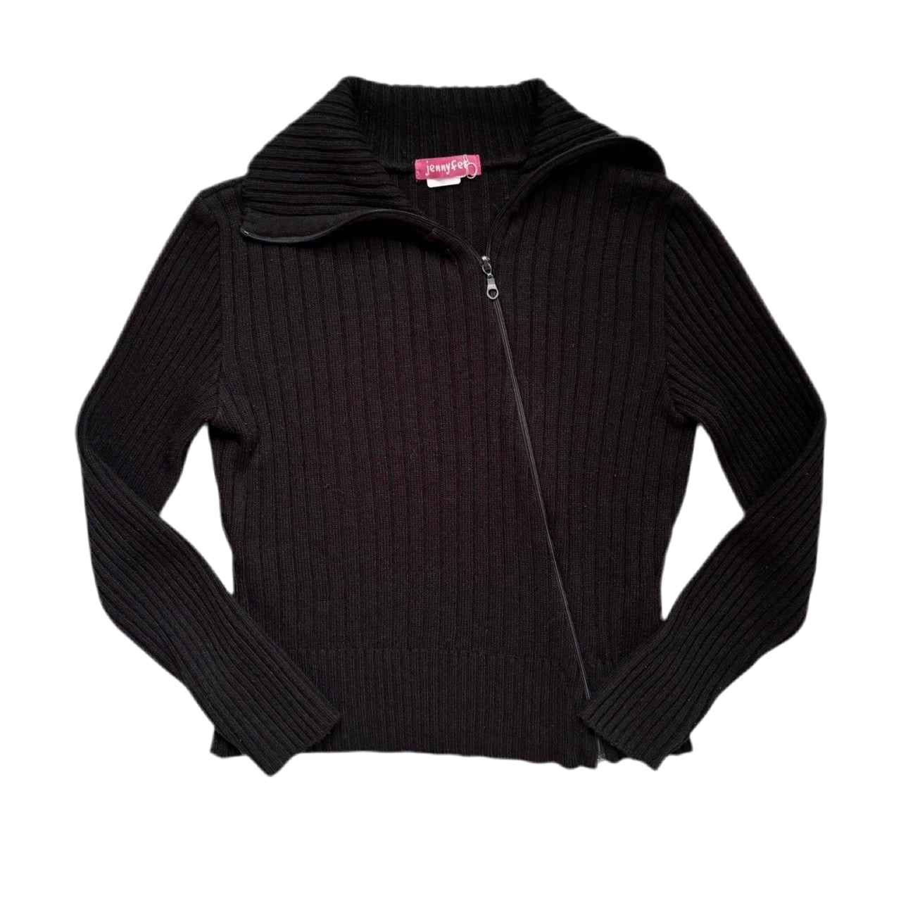 Y2K Asymmetrical Zipper Sweater (M)