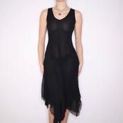 Y2K Black Mesh Maxi Dress (S/M)