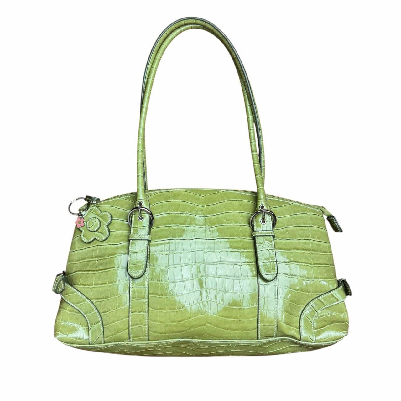 Matcha Green Croc Shoulder Bag