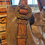 Distressed leather tote bag