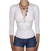 Y2K BURBERRY White Collared Button Up Top (XS)