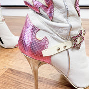 Italian Vintage Pink Cowgirl Stiletto Boots (6)