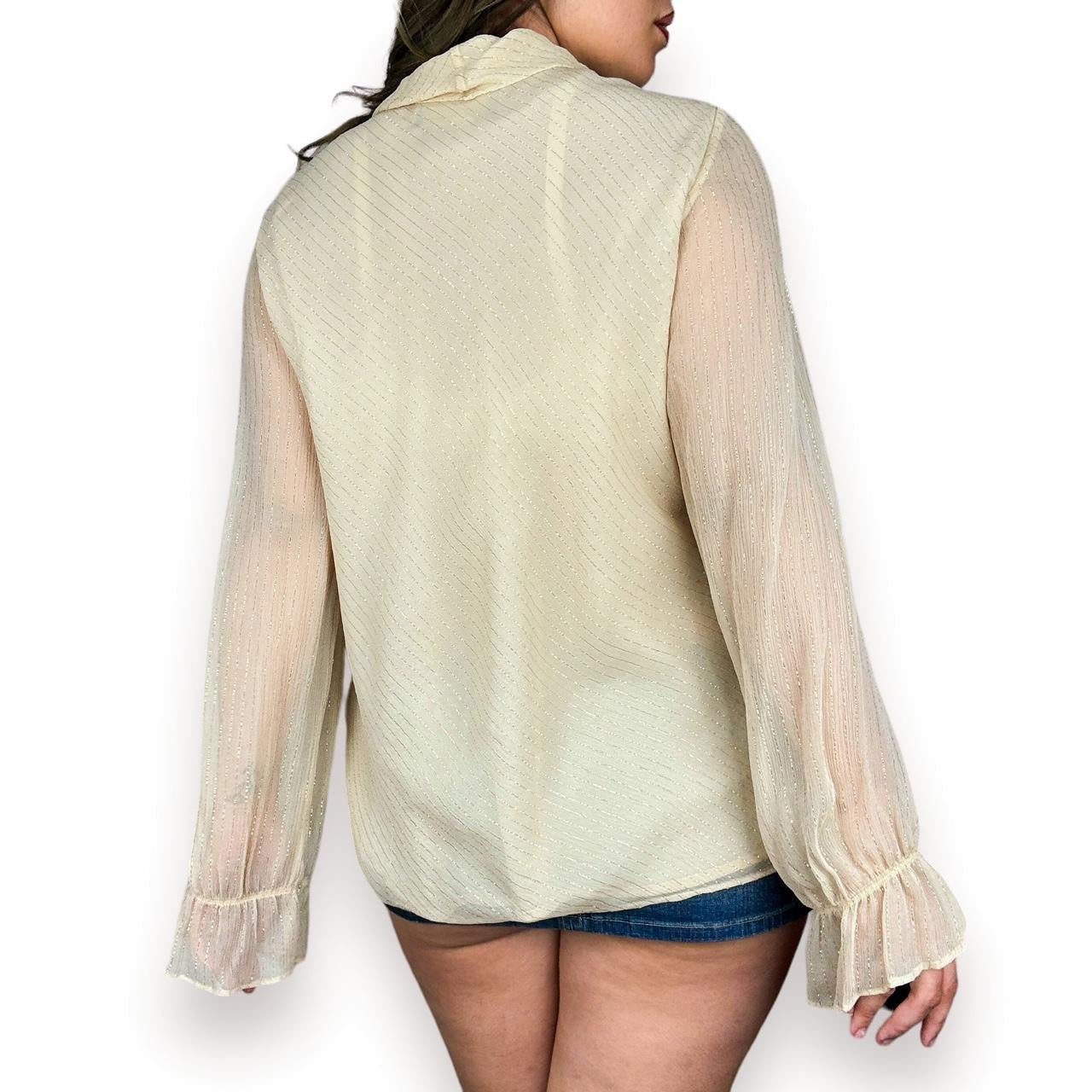 Vintage Champagne Silk Poet’s Blouse (M/L)