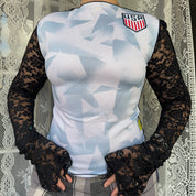 USA Jersey Lace Elongated Sleeve Top (S-2XL)